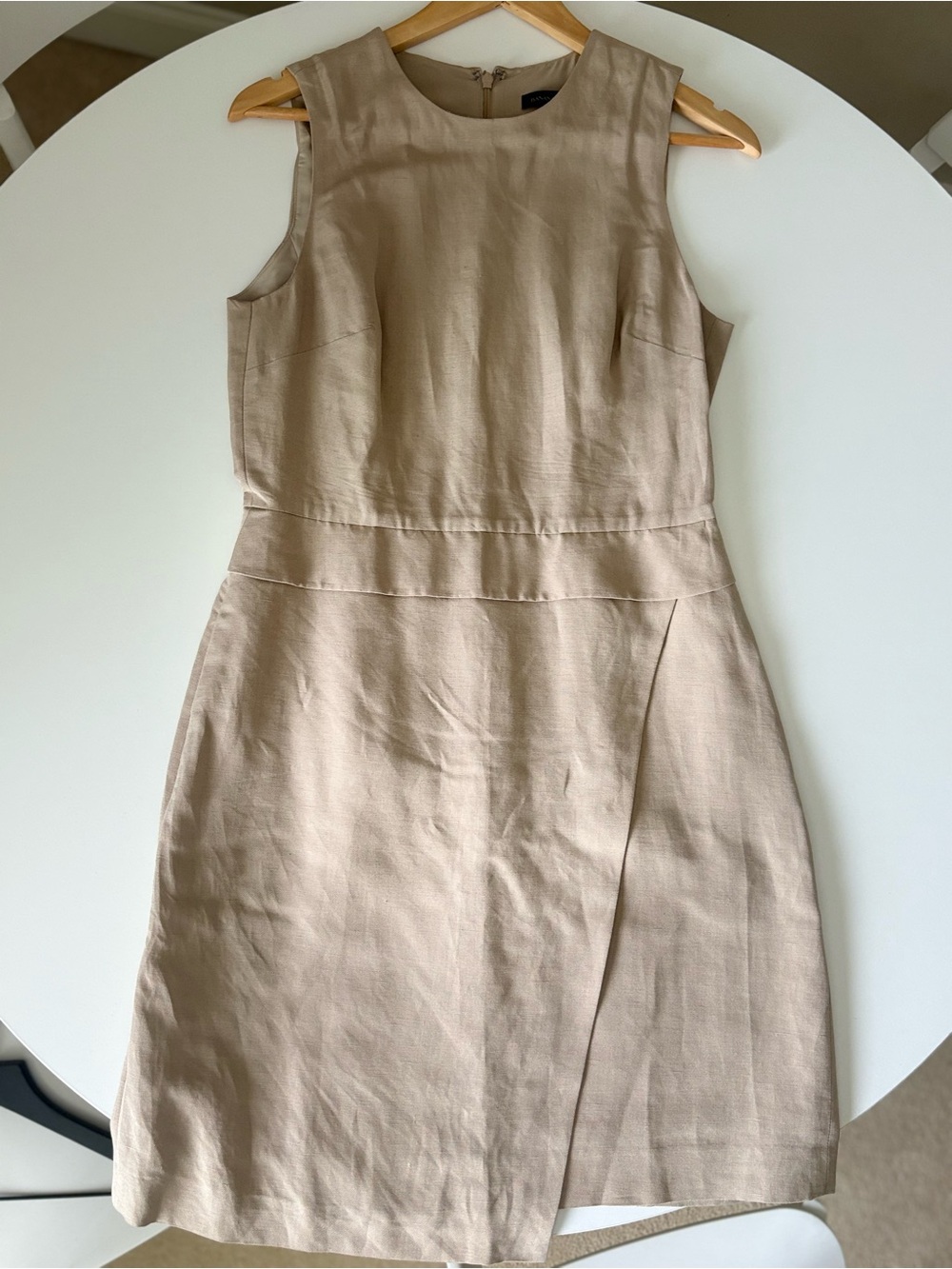 Banana Republic linen blend Sleeveless Tan faux wrap sheath Dress size 6